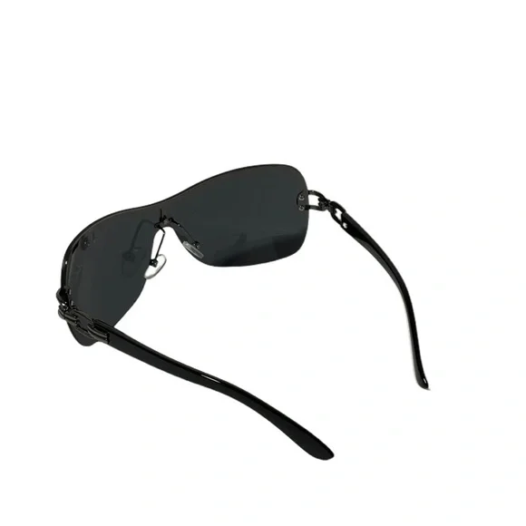 1113-Unisex Fashion Rimless Sunglasses-Black - Picture 3 of 3